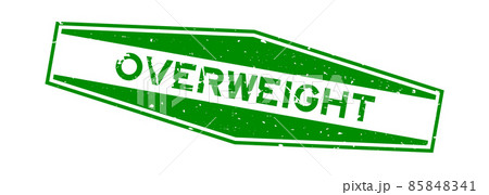 Grunge green overweight word hexagon rubber seal stamp on white background 85848341
