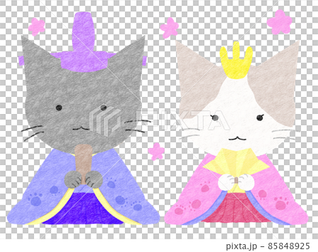 猫ひな人形（PNG推奨） 85848925