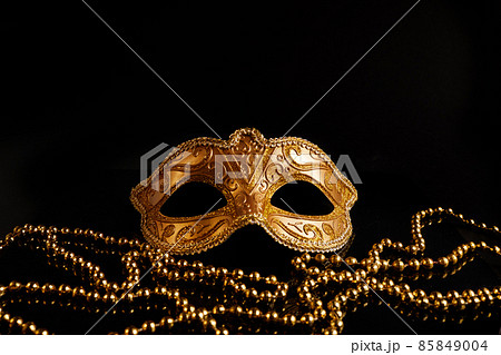 Luxury venetian mask on dark glitter background. Carnival masquerade fantasy mask Luxury venetian mask on dark glitter background. Carnival masquerade fantasy mask 85849004