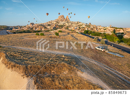 Uchisar castle in rock formation 85849673