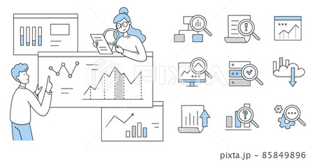 People research data analytics, doodle icons 85849896