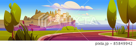 Summer mediterranean landscape with sea and city 85849942
