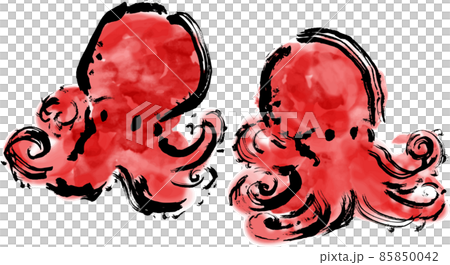 飯ダコ　和風手描き筆描きイラスト素材 85850042