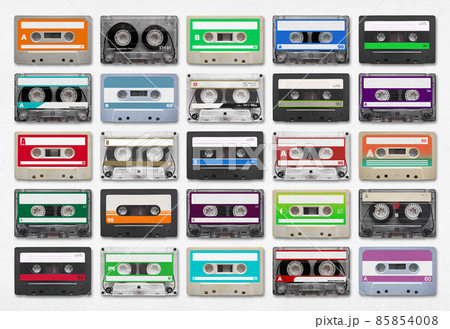 25 audio cassettes isolated on white background 25 audio cassettes isolated on white background 85854008
