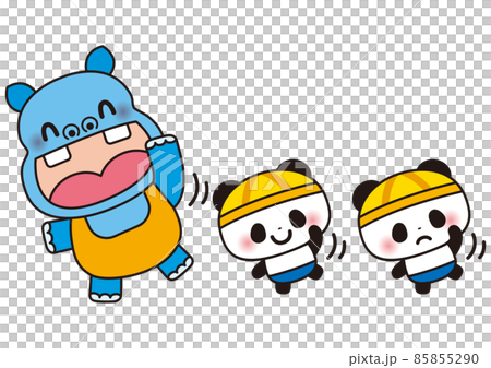 夏の暑い日に泳ぐ前に体操する子供 85855290