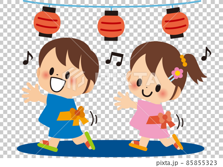 夏休みに盆踊りを楽しむ子供 85855323