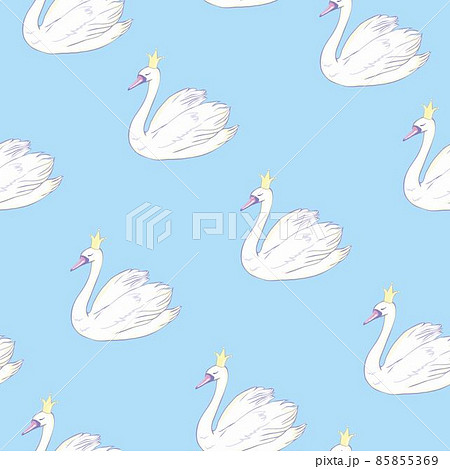 Seamless pattern with white swans. White swans on pink background. Vector illustration. Seamless pattern with white swans. White swans on pink background. Vector illustration. 85855369