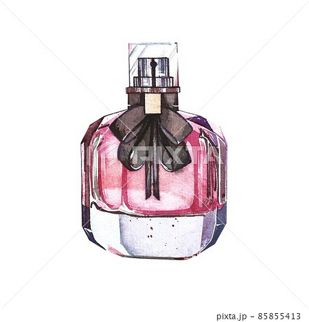 Set of Women's perfume in a bottle. Beautiful fashionable glass accessory.  Hand Drawn Sketch. Vintage style. Stock Vector | Adobe Stock