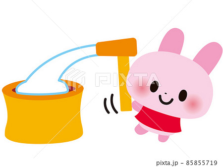 かわいい餅つきウサギのイラスト素材