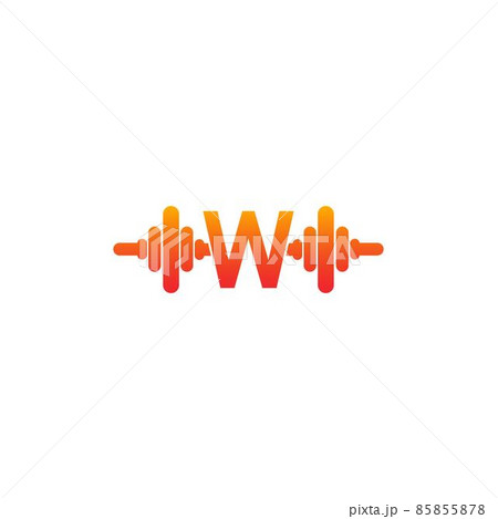 Letter W with barbell icon fitness design template illustration Letter W with barbell icon fitness design template illustration 85855878