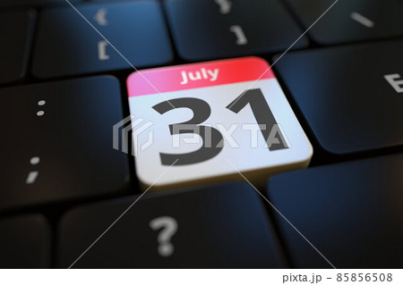 July 31 date on a keyboard key, 3d rendering 85856508