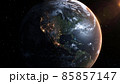 Planet earth with realistic geography surface and orbital 3D cloud atmosphere 85857147
