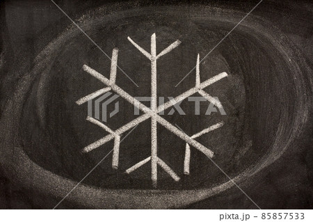 pictorial sign for crystallized water or snow on blackboard 85857533