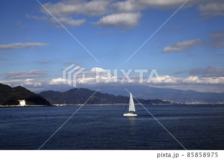 清水港を進むヨット 85858975