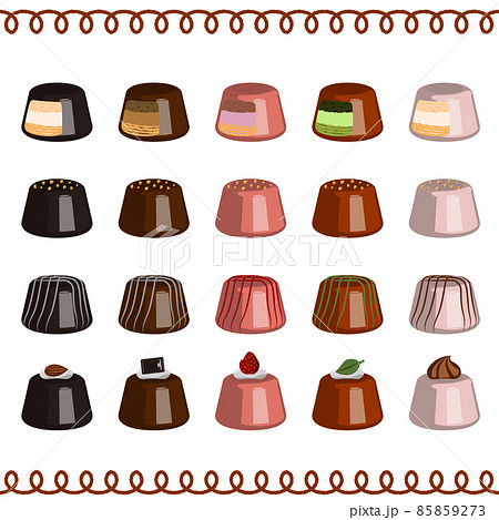 円錐形チョコレート 色々なフレーバーセット ハイライトありのイラスト素材