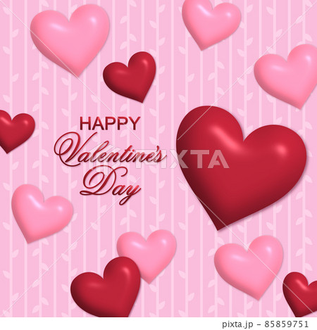 立体的なハートのバレンタイン背景デザインのイラスト素材