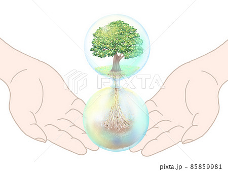 砂時計と木の環境問題のカラーイラスト 砂時計と木の環境問題のカラーイラスト 85859981