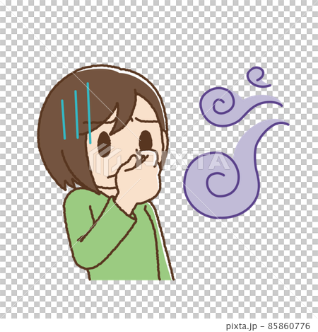 A woman with a cute touch of hyperosmia - Stock Illustration [85860776 ...