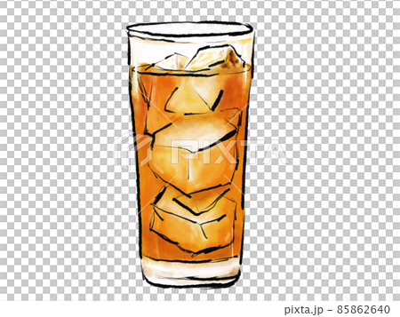 筆で描かれた烏龍茶のイラスト 85862640