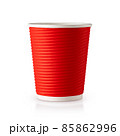 Recycling paper red cup on white background 85862996