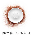 Coffee powder with saucer on white background 85863004