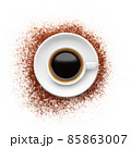 Coffee powder with saucer on white background 85863007