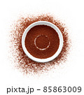 Coffee powder with saucer on white background 85863009