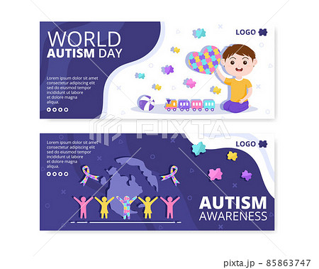 World Autism Awareness Day Poster Template Flat Illustration