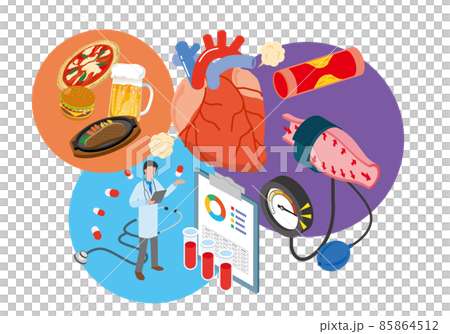 心臓の医療をイメージしたアイソメトリックイラスト 心臓の医療をイメージしたアイソメトリックイラスト 85864512