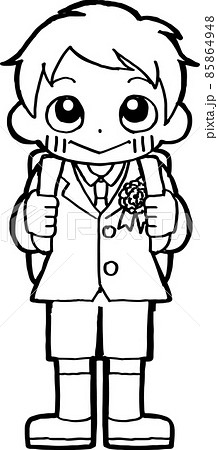 ランドセルを背負ってにっこり笑顔のこども 85864948