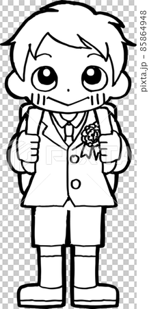 ランドセルを背負ってにっこり笑顔のこども 85864948