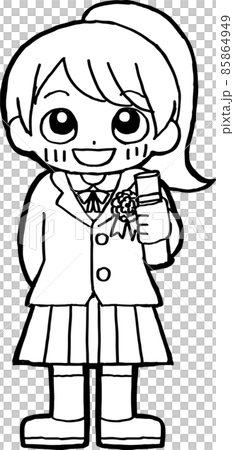 卒業証書を持ってにっこり笑顔のこども 85864949