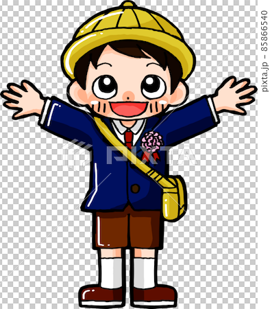 帽子を被ってにっこり笑顔のこどものイラスト素材