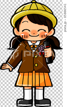 卒業証書を持ってにっこり笑顔のこども 85866541