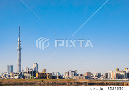 「東京都」快晴の青空と東京スカイツリー 85866594