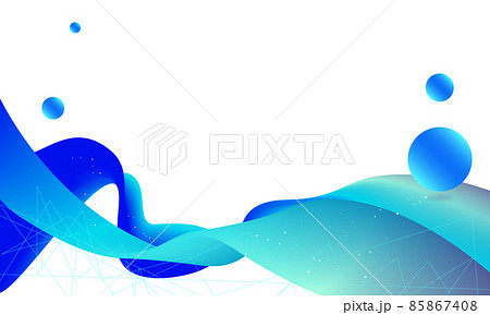 幾何学 抽象 流体グラデーション 液体 シェイプ タイトル 白背景 水色 85867408