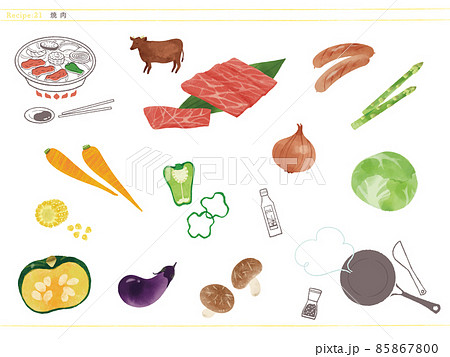 定番おかず-焼肉の食材イラスト 85867800