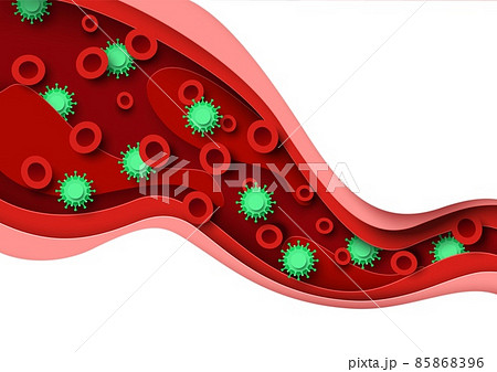 Bacterial or viral infection in blood, vector paper cut illustration. Medical poster, banner template with copy space. 85868396