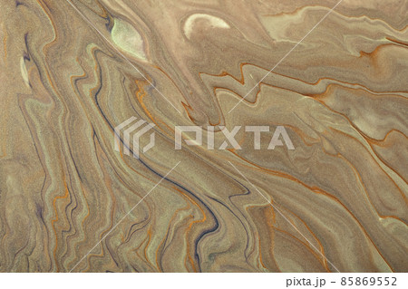 Abstract fluid art background light brown and beige colors. Liquid marble. Acrylic painting with sand gradient. 85869552