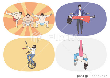 Circus entertainment and workers concept. 85869657