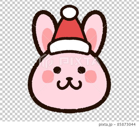 サンタ帽子のかわいいウサギの顔アイコン 85873044