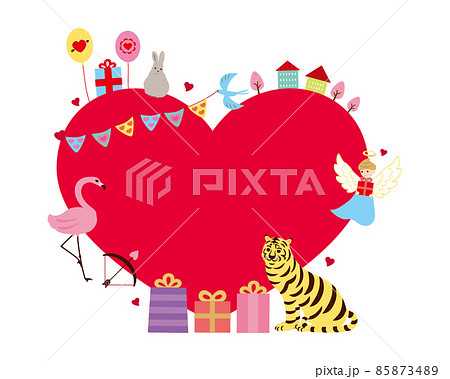 素材-バレンタイン（2022）2文字なしベク 85873489