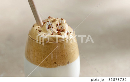 glass of Dalgona coffee glass of Dalgona coffee 85873782