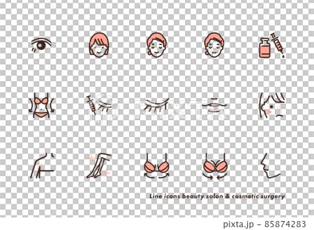 Cosmetic surgery and beauty icon set Cosmetic surgery and beauty icon set 85874283