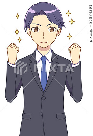 ガッツポーズをするスーツの男性 ガッツポーズをするスーツの男性 85874291