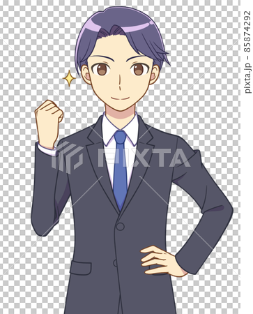 一個男人穿著西裝發揮膽量的姿勢 85874292