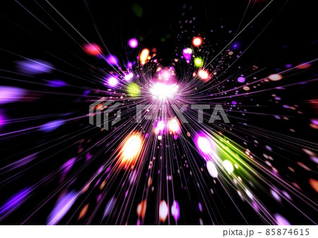 暗闇を照らすカラフルな光線のイラスト 85874615