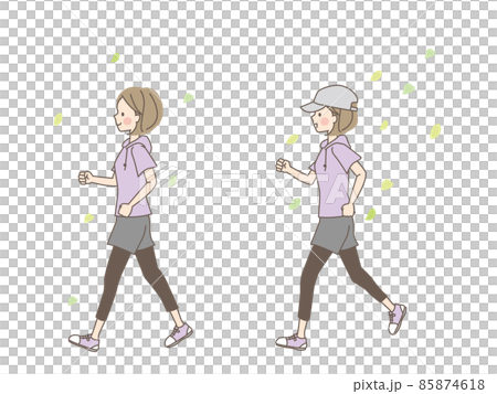 Illustration set of walking female 85874618