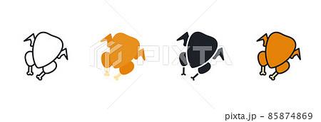 Chicken breast chicken wings chicken legs icon. Linear flat color icons contour shape outline. Black isolated silhouette. Set of vector illustrations. Meat products and poultry. Food ingredients Chicken breast chicken wings chicken legs icon. Linear flat color icons contour shape outline. Black isolated silhouette. Set of vector illustrations. Meat products and poultry. Food ingredients 85874869