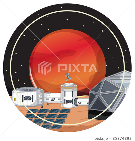 Settlement in the space badge on white background 85874892